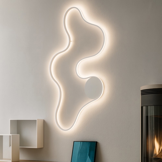 Plafoniera led 54w 3000k design curvo moderna bianco fp