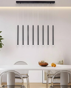 Lampadario nero con 8 pendenti led per sala moderna