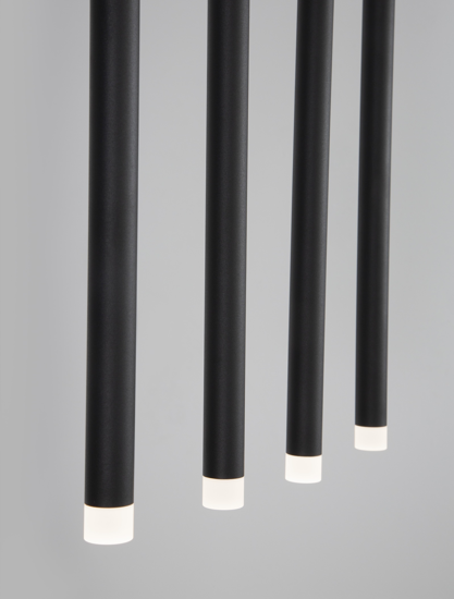 Lampadario nero con 8 pendenti led per sala moderna