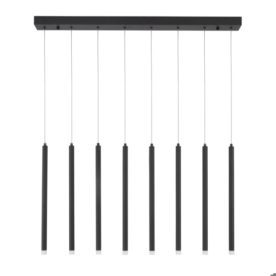 Lampadario nero con 8 pendenti led per sala moderna