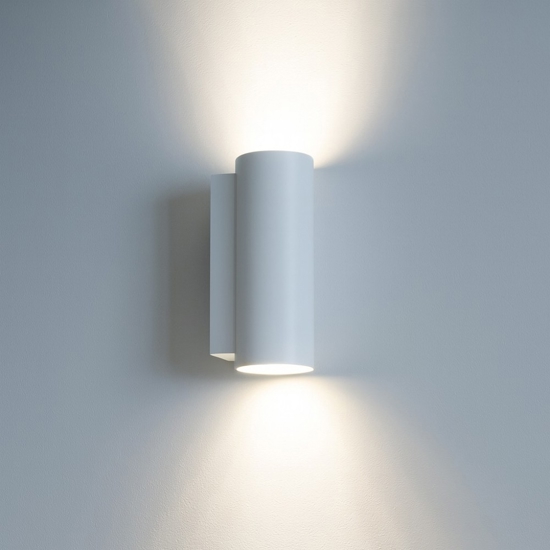 Birba linea light applique da parete doppia luce metallo bianco cilindrica