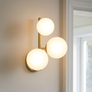 Applique ideal lux perlage ap3 ottone moderna 3 sfere vetro bianco