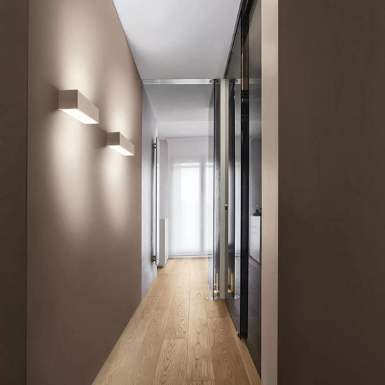 Gypsum w3 linea light applique in gesso bi emissione led 3000k