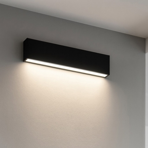 Applique led 14w 3000k mono emissione nero box w1 linea light