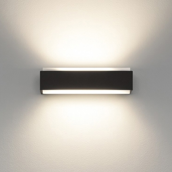 Applique led nera bios dm rettangolare top light