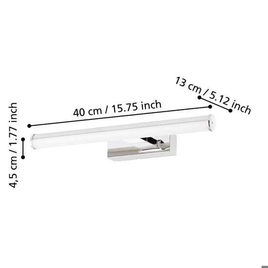 Vadumi eglo applique per specchio da bagno colore cromo led 4000k ip44