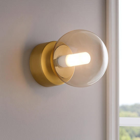 Ideal lux perlage ap1 applique 1 luce sfera vetro ambrato