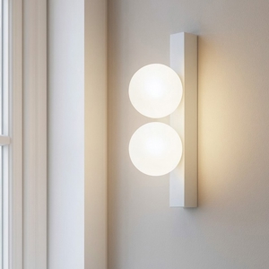 Ping pong ap2 ideal lux applique led 6w 3000k bianca due sfere vetro bianco