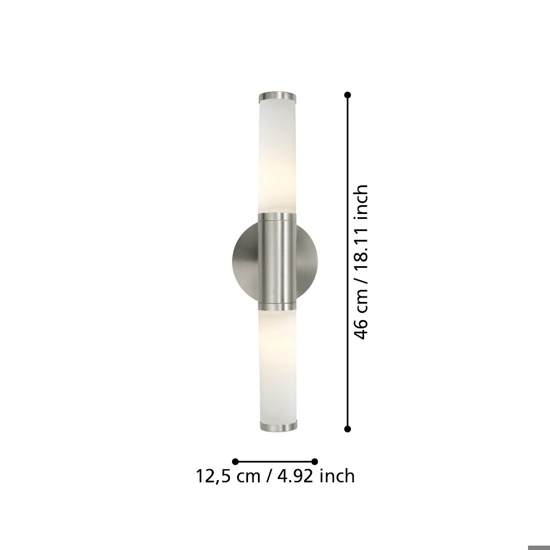 Palmera eglo applique da bagno moderno in verto bianco 2 luci ip44