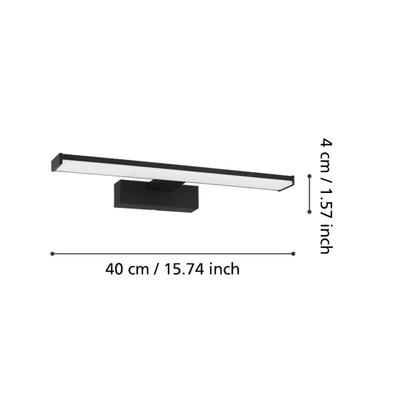 Pandella 1 eglo applique da bagno nero per specchio moderno led 4000k ip44