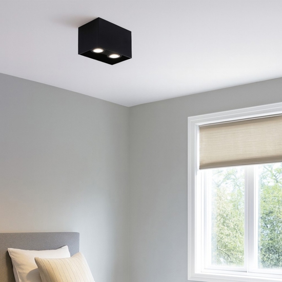 Plafoniera per cucina con faretti led 2 luci nera rettangolare