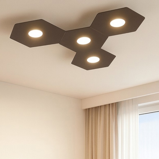 Plafoniera per cucina marrone esagonale top light hexagon moderna