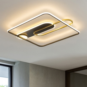 Plafoniera design led 45w 3000k moderna nero oro fp