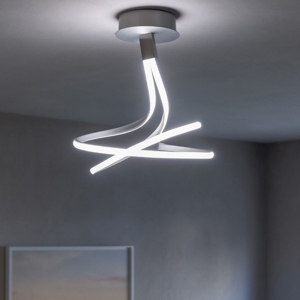 Plafoniera led design per cucina moderna grigio cromo