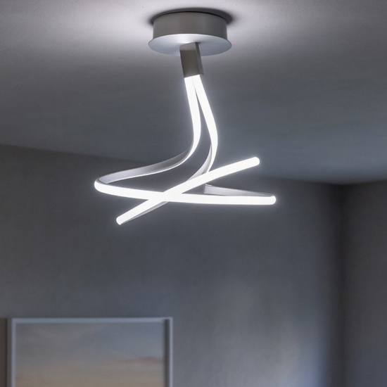 Plafoniera led design per cucina moderna grigio cromo