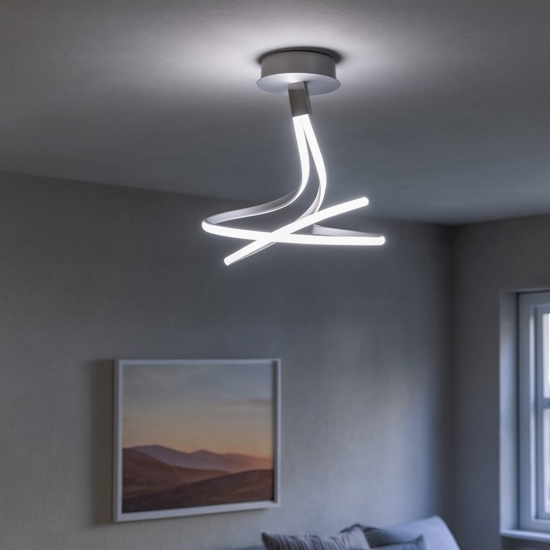 Plafoniera led design per cucina moderna grigio cromo