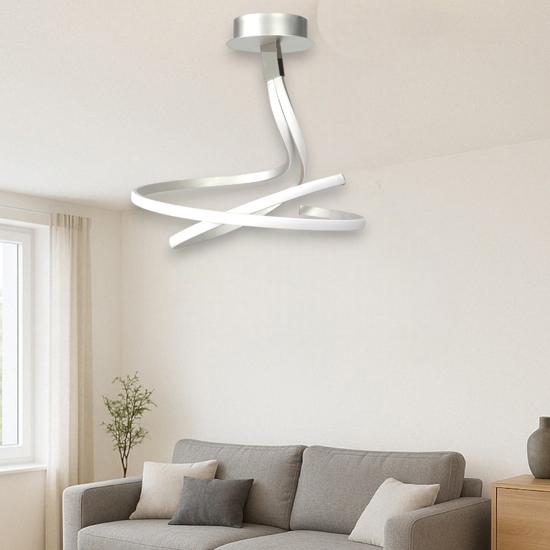 Plafoniera led design per cucina moderna grigio cromo