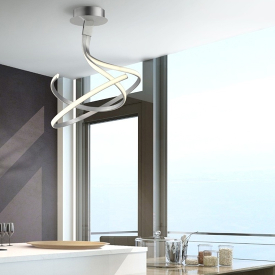 Plafoniera led design per cucina moderna grigio cromo