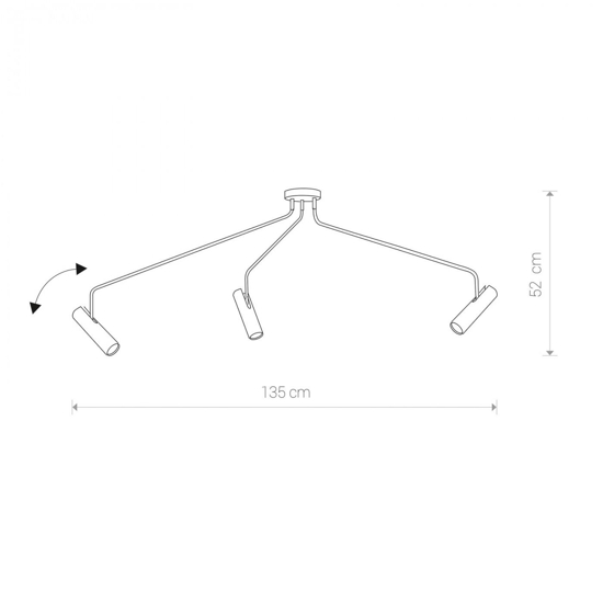 Lampada nera design da soffitto 3 luci faretti orientabili