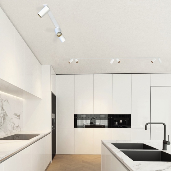 Plafoniera da incasso a soffitto per cucina con faretti orientabili