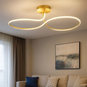 Plafoniera led design oro moderna per soggiorno