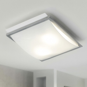 Plafoniera da cucina moderna in vetro bianco lucido cornice cromata