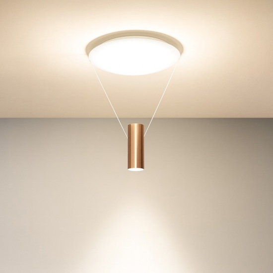 Hang perenz illuminazione plafoniera bianco cilindro oro bronzato led 36w 3000k