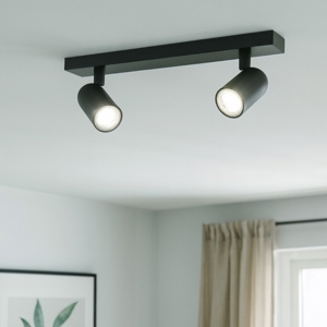 Plafoniera nera due luci led orientabili toplight