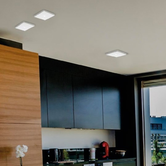 Plafoniera da cucina quadrata led 2700k bianca in gesso cristaly verniciabile