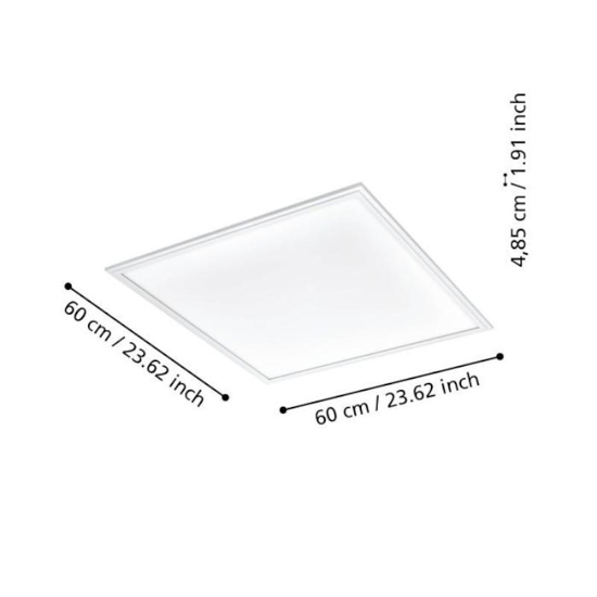 Salobrena plafoniera quadrata led da 2700k a 6500k dimmerabile rgb smart eglo controllo remoto app