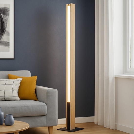 Anchorena z lampada da terra rettangolare in legno led rgb da 2700k a 6500k