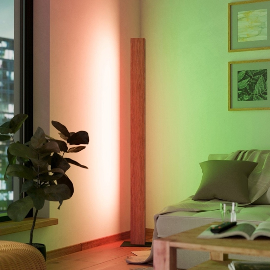 Anchorena z lampada da terra rettangolare in legno led rgb da 2700k a 6500k