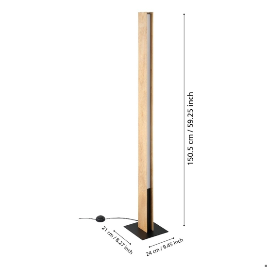 Anchorena z lampada da terra rettangolare in legno led rgb da 2700k a 6500k