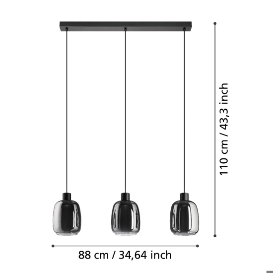 Molochio z lampadario da cucina minimal con 3 luci led rgb da 2700k a 6500k