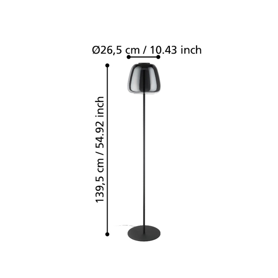 Alfero z eglo lampada da terra con paralume in vetro led rgb da 2700k a 6500k