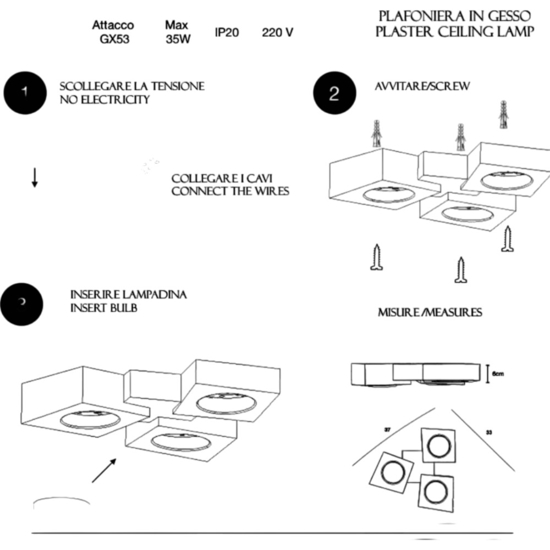Plafoniera di gesso ceramico per cucina moderna