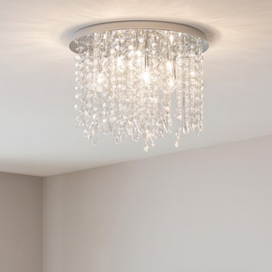 Royal pl8 ideal lux plafoniera tonda cromo cristalli molati