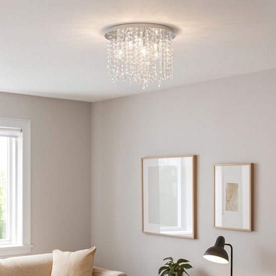 Royal pl8 ideal lux plafoniera tonda cromo cristalli molati