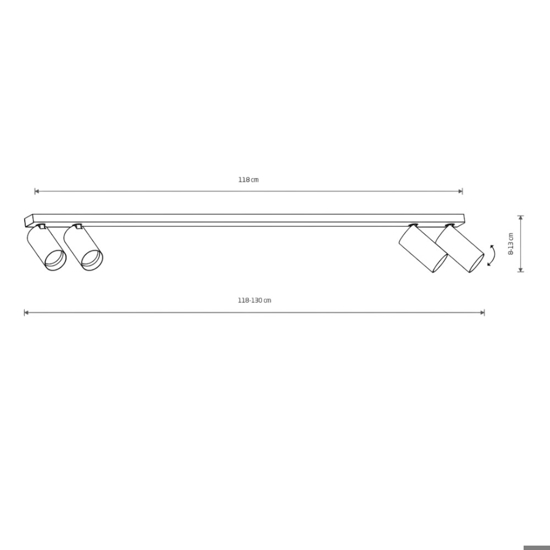 Plafoniera da cucina con 4 faretti orientabili fp