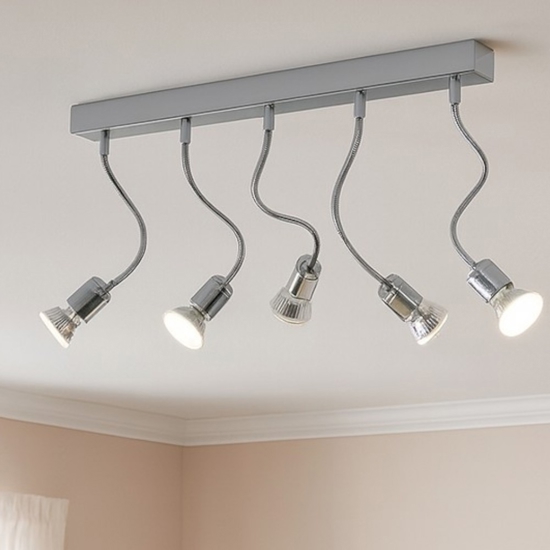 Plafoniera moderna con 5 faretti gu10 orientabili cromati