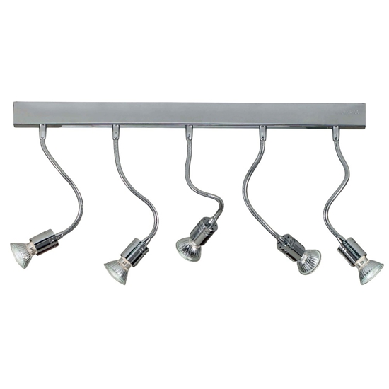 Plafoniera moderna con 5 faretti gu10 orientabili cromati