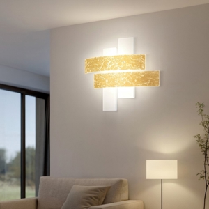 Plafoniera gea luce lara vetri bianco oro moderna