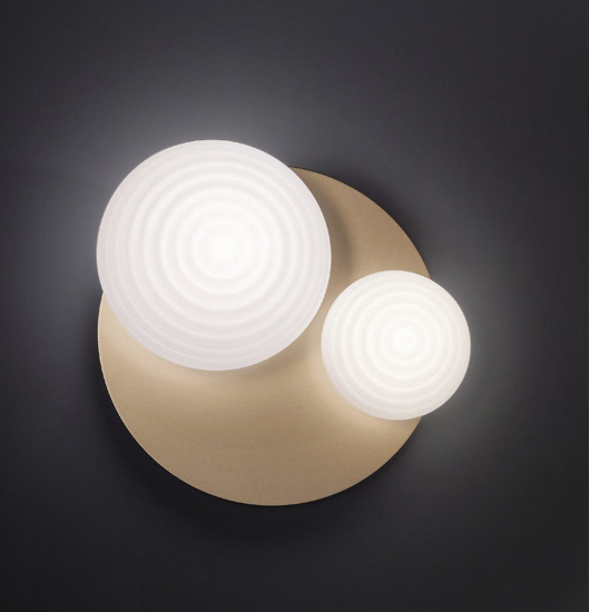 Ondaluce pl tondo oro plafoniera vetri bianco moderna parete soffitto