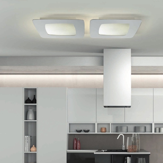 Plafoniera led 30w 3000k 55x55 design quadrato bianco stondata