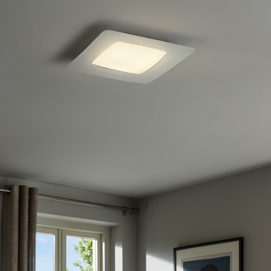 Plafoniera led 30w 3000k 55x55 design quadrato bianco stondata