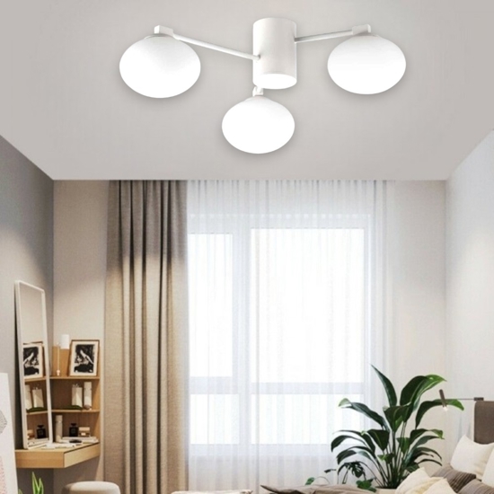 Hermes pl3 d60 plafoniera tre luci bianca per soggiorno