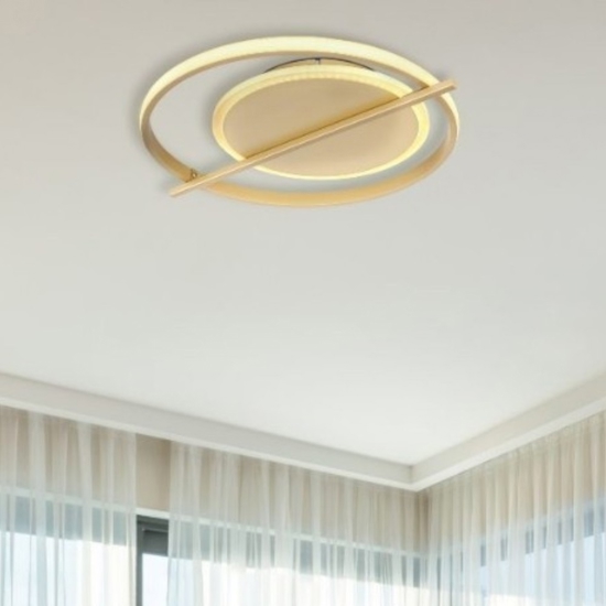Plafoniera da soffitto led 36w 3000k oro design moderna