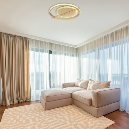 Plafoniera da soffitto led 36w 3000k oro design moderna