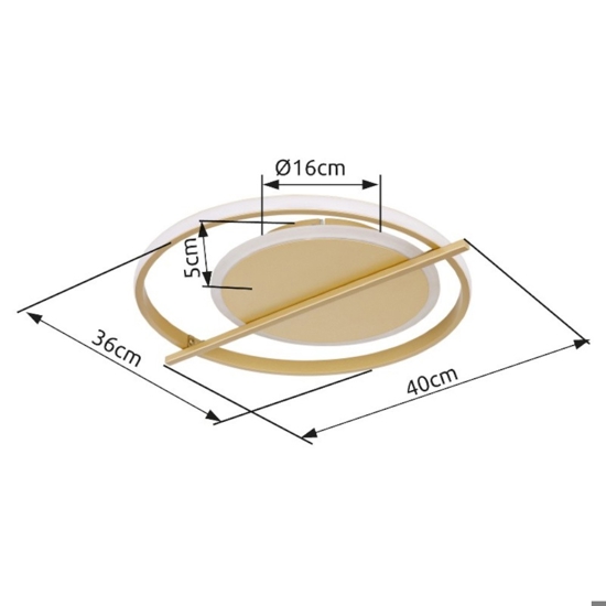Plafoniera da soffitto led 36w 3000k oro design moderna