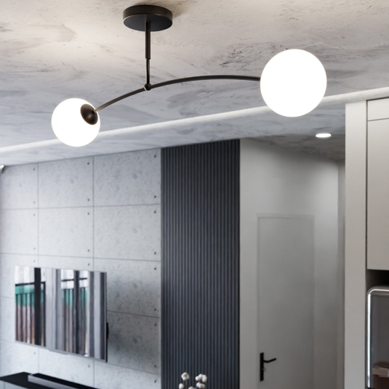 Plafoniera per cucina moderna vetro bianco fp